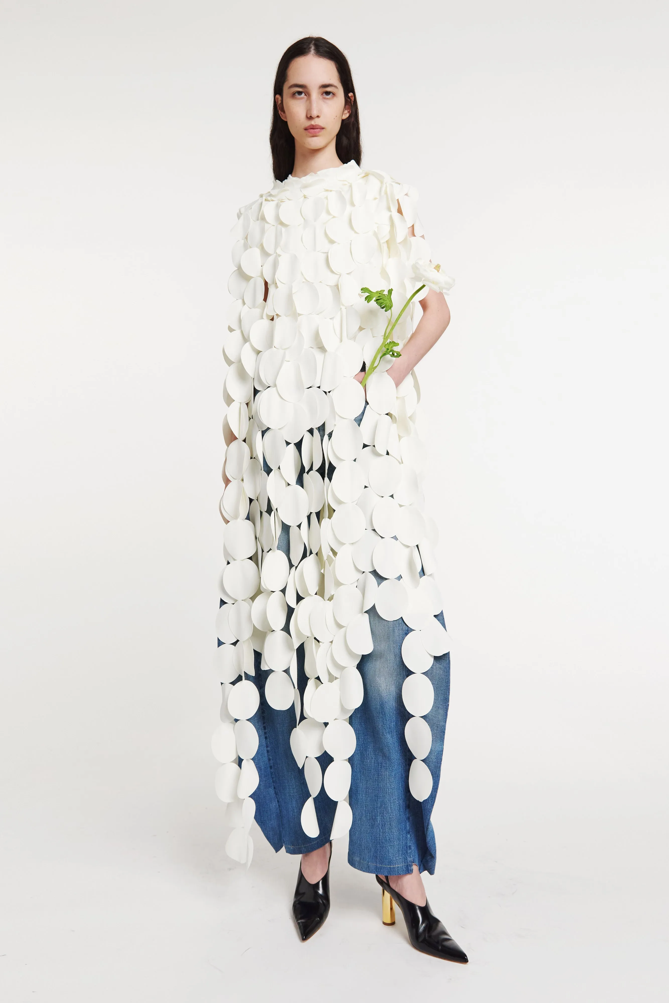 Multi Circle Layered Cape Top Ivory