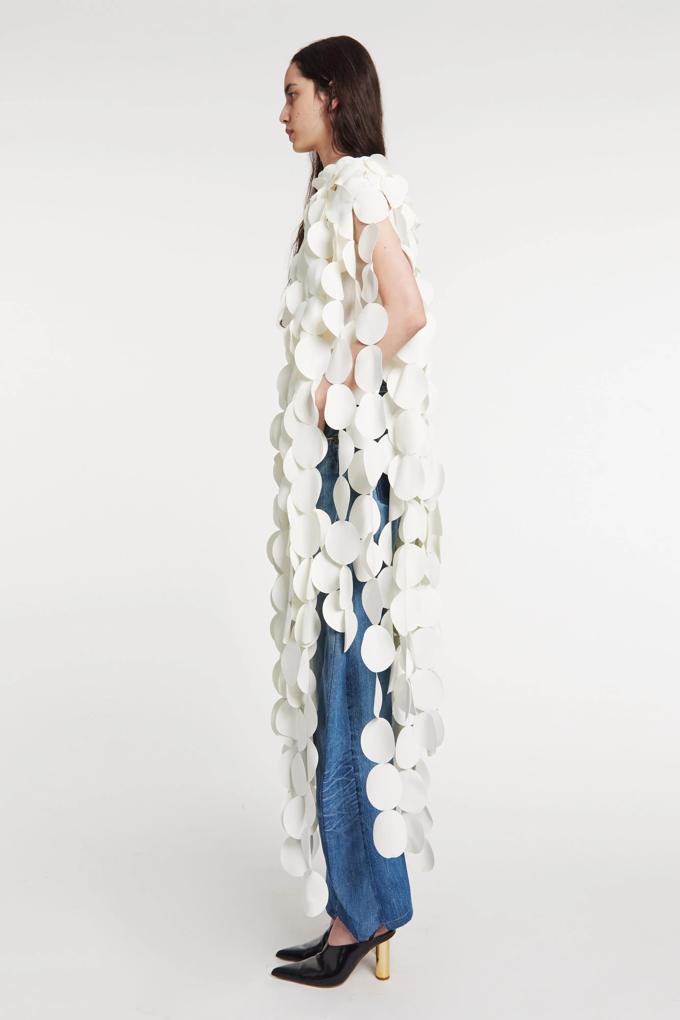 Multi Circle Layered Cape Top Ivory