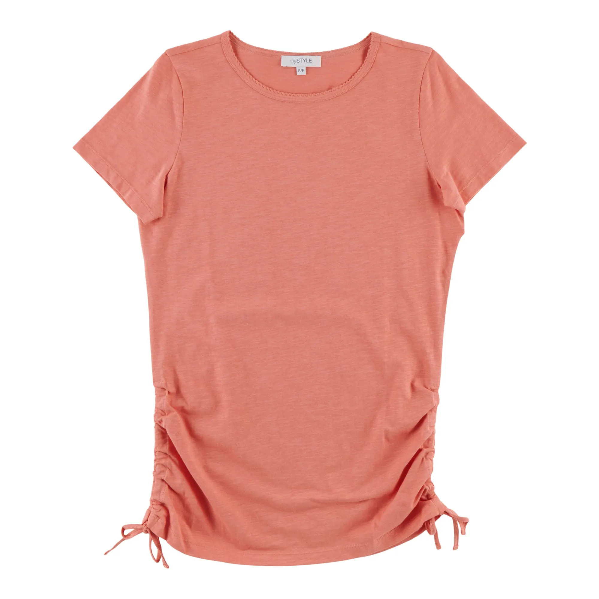 mySTYLE Women's Ruched Solid T-Shirt