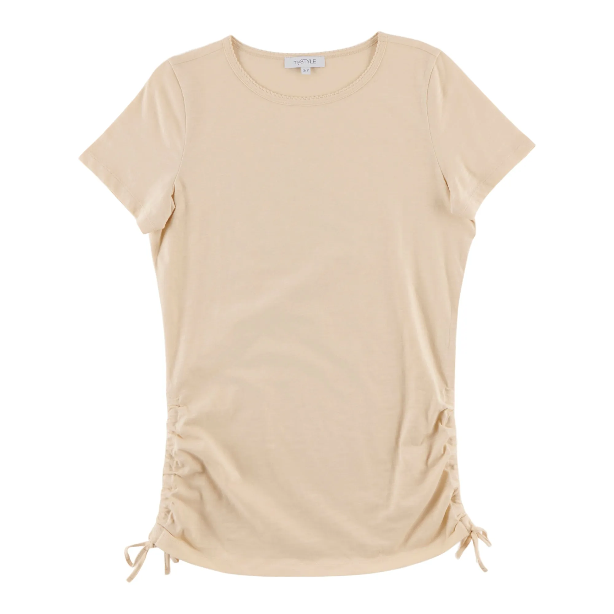 mySTYLE Women's Ruched Solid T-Shirt