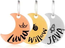 MYXGY Stainless Steel Pet ID Tag, Personalized Dog Name Tags, Customized Cat Tags, Deep Laser Engraving, Optional Engraved on Both Sides, Various Design Options
