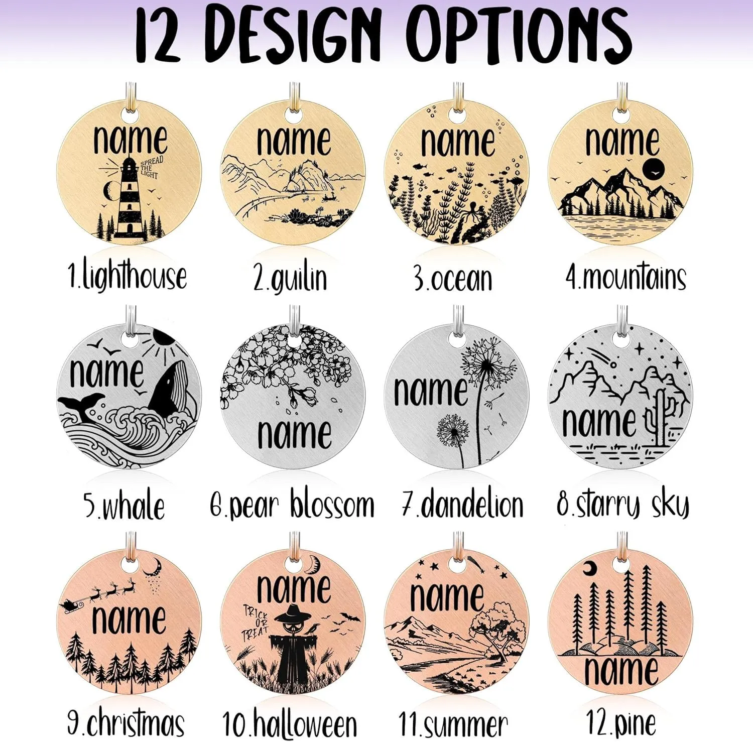 MYXGY Stainless Steel Pet ID Tag, Personalized Dog Name Tags, Customized Cat Tags, Deep Laser Engraving, Optional Engraved on Both Sides, Various Design Options