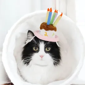 Namsan Cat Birthday Hat, Valentine Hat for Cats Small Dogs, Lucky Cat Birthday Cake Costume, Puppy Party Supplies, Small, Pink