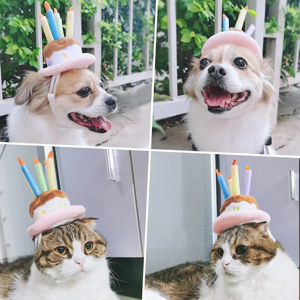 Namsan Cat Birthday Hat, Valentine Hat for Cats Small Dogs, Lucky Cat Birthday Cake Costume, Puppy Party Supplies, Small, Pink