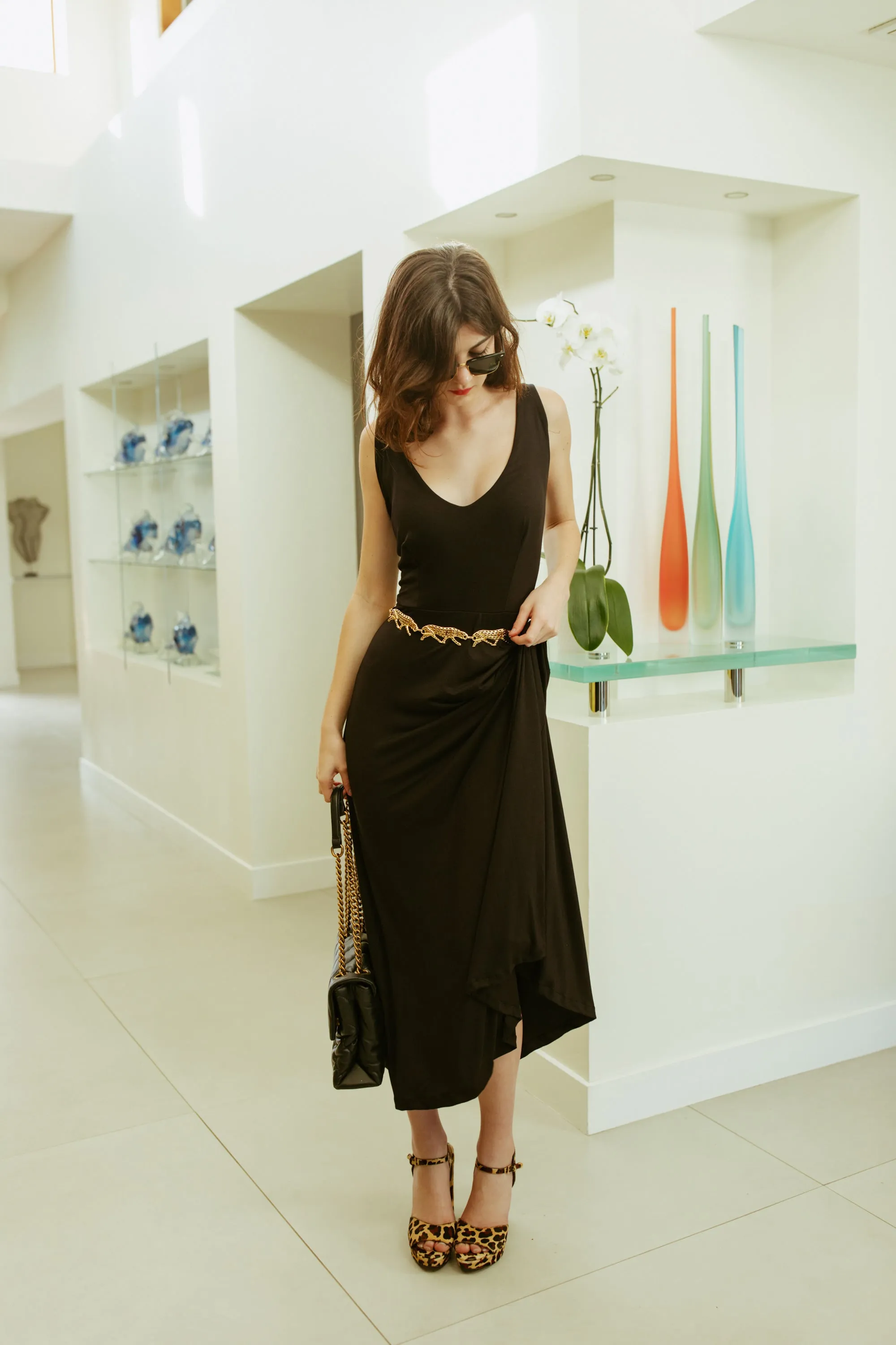 Onyx Fit and Flare Slip Dress