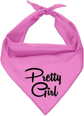 Parisian Pet Dog Bandanas Girl with Printed 'Pretty Girl' Word - Tie-On Adjustable Dog Scarf for Large Dogs Female - Triangle Pink Dog Bandana - Female Dog Bib, Handkerchief for Pets