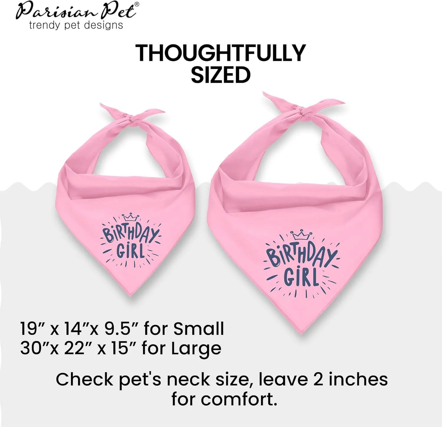 Parisian Pet Dog Bandanas with Printed 'Birthday Girl' Words - Adjustable Triangle Dog Scarf - Dog Birthday Bandana for Large Girl Dogs - Washable Birthday Dog Bib - Handkerchief for Pets