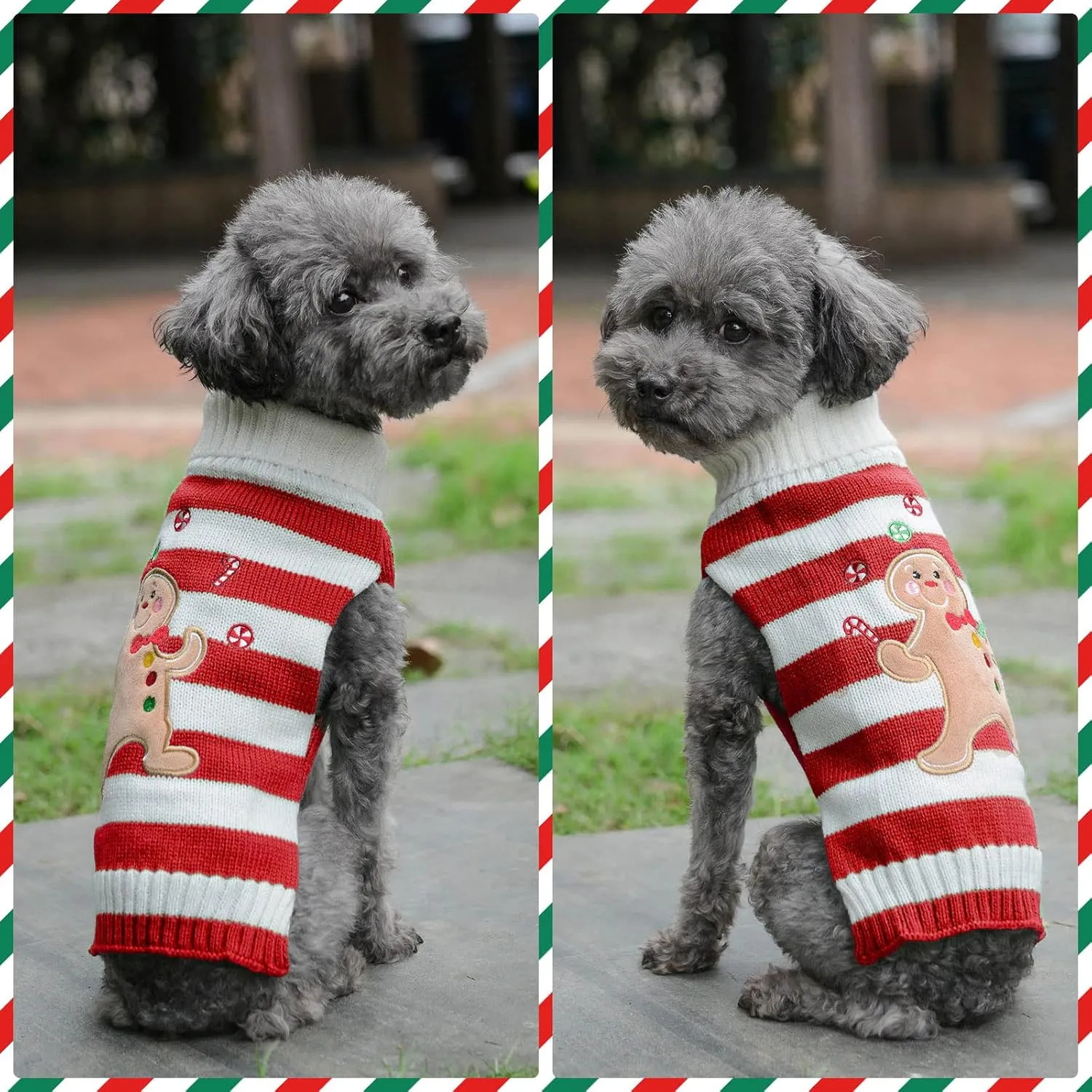 PETCARE Christmas Dog Costume Pet Dog Sweater Vest Cute Bear Red Striped Cat Sweaters Warm Winter Dog Clothes for Small Medium Large Dogs Cats Ugly Xmas Puppy Doggy Chihuahua Yorkie Outfits, Small