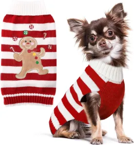 PETCARE Christmas Dog Costume Pet Dog Sweater Vest Cute Bear Red Striped Cat Sweaters Warm Winter Dog Clothes for Small Medium Large Dogs Cats Ugly Xmas Puppy Doggy Chihuahua Yorkie Outfits, Small