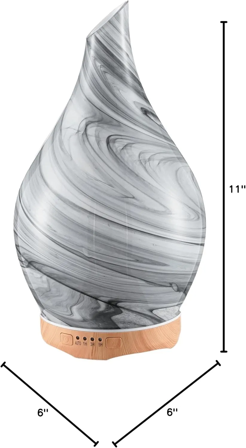 Porseme 280ml Essential Oil Diffuser Glass Color Changing Aroma Air Diffusers Aromatherapy Ultrasonic Cool Mist Humidifier 7 Running Hours Waterless Auto-Off for Sleeping, Yoga, Office, Spa (Ink)