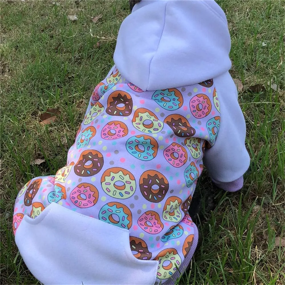 Purple Puppy Dog Hoodies for Small Medium Dogs, Christmas Hooded Sweatshirt with Pocket Pet Cat Hoody Clothes Sweaters Fleece Coat Dog Costume Winter