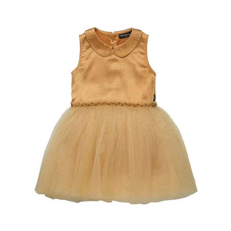 Rock Your Kid Gold Peter Pan Collar Wing Dress