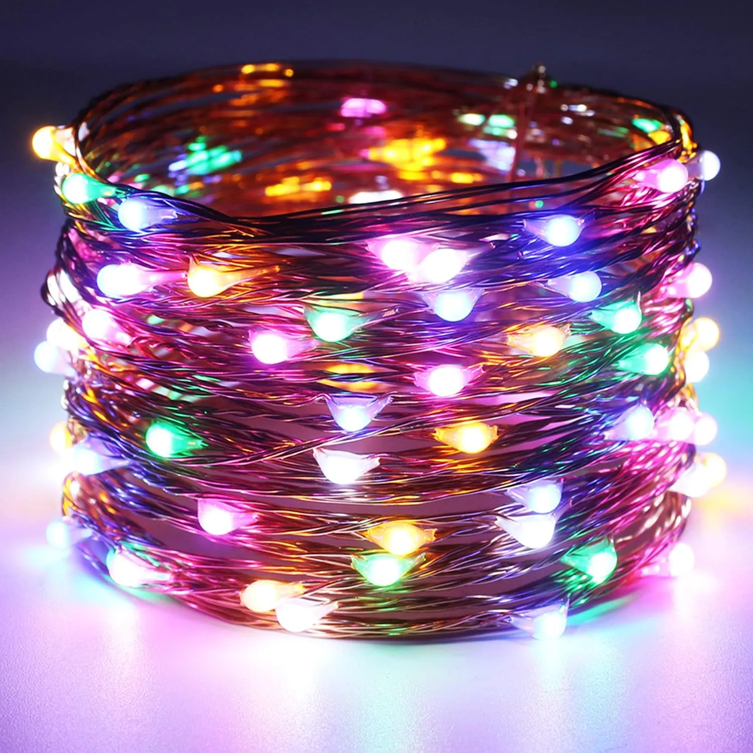 RUICHEN Copper Wire 33 Ft 100 LED USB Fairy String Lights with On/Off Switch, Multicolor