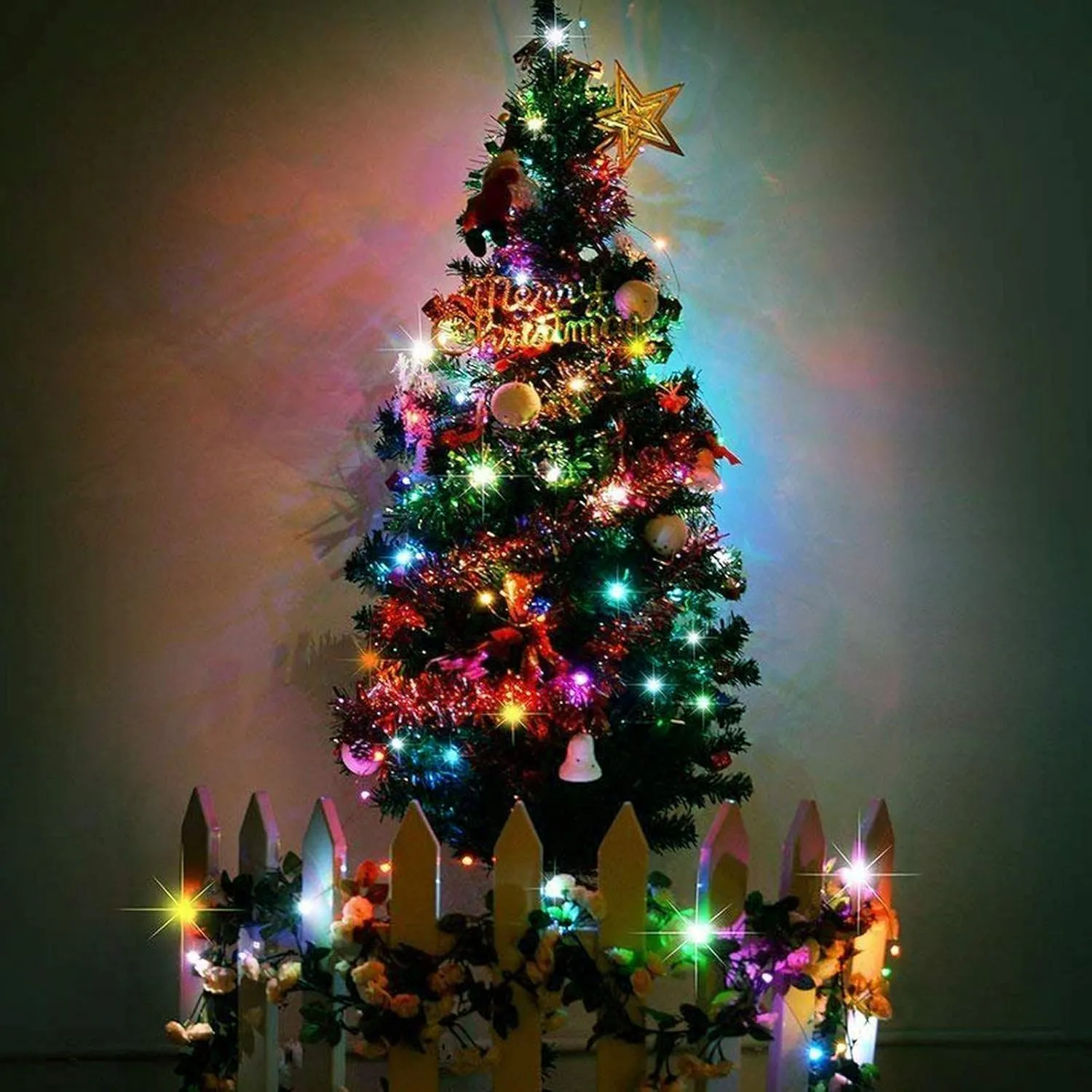 RUICHEN Copper Wire 33 Ft 100 LED USB Fairy String Lights with On/Off Switch, Multicolor