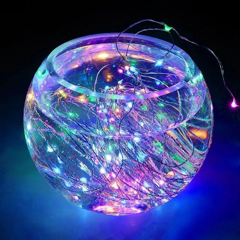 RUICHEN Silver Wire 33 Ft 100 LED USB Fairy String Lights with On/Off Switch (Multicolor)