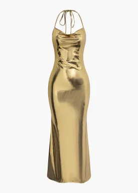 Sabina Metallic Slip Dress