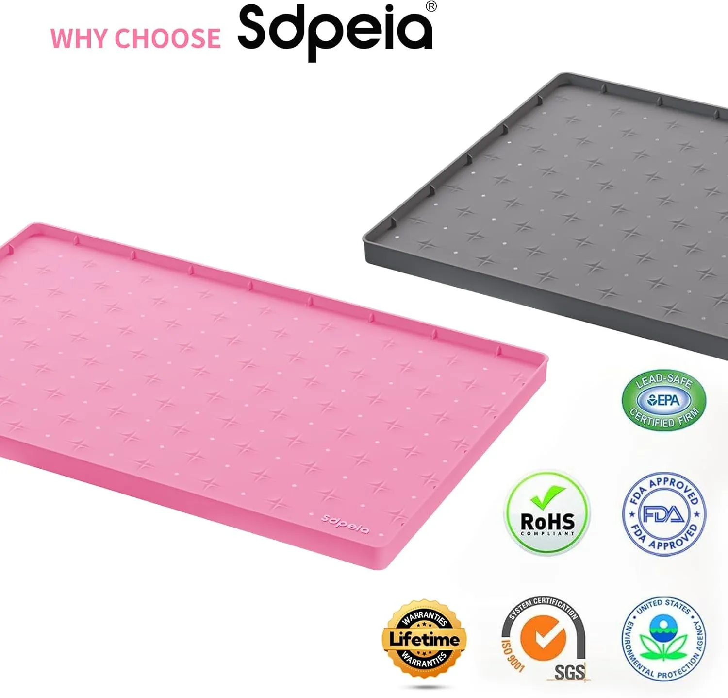 Sdpeia Under Sink Mat for [19" x 12"] Cabinet, Upgraded Silicone Waterproof Mat Kitchen Cabinet Liner Cabinet Protector Kitchen Organizers and Storage