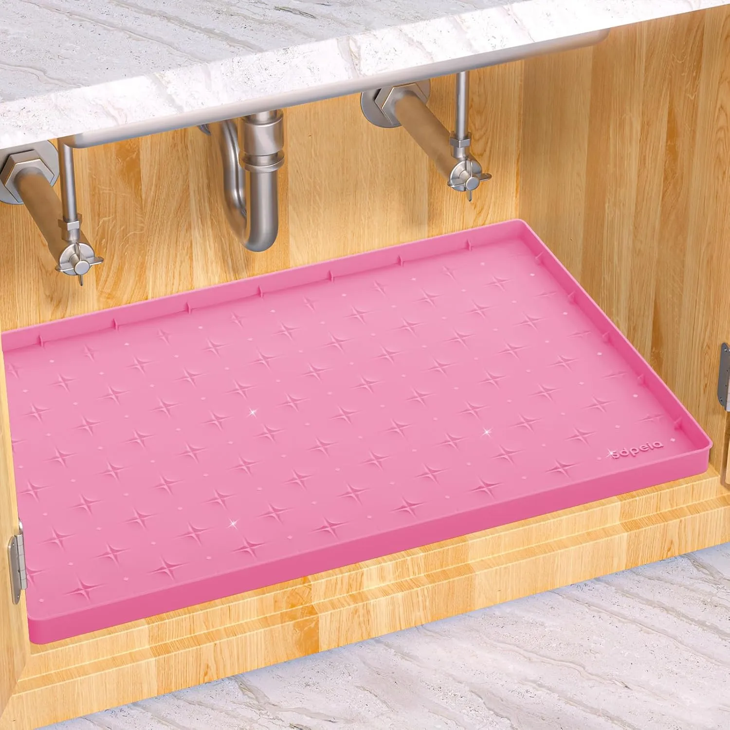 Sdpeia Under Sink Mat for [19" x 12"] Cabinet, Upgraded Silicone Waterproof Mat Kitchen Cabinet Liner Cabinet Protector Kitchen Organizers and Storage