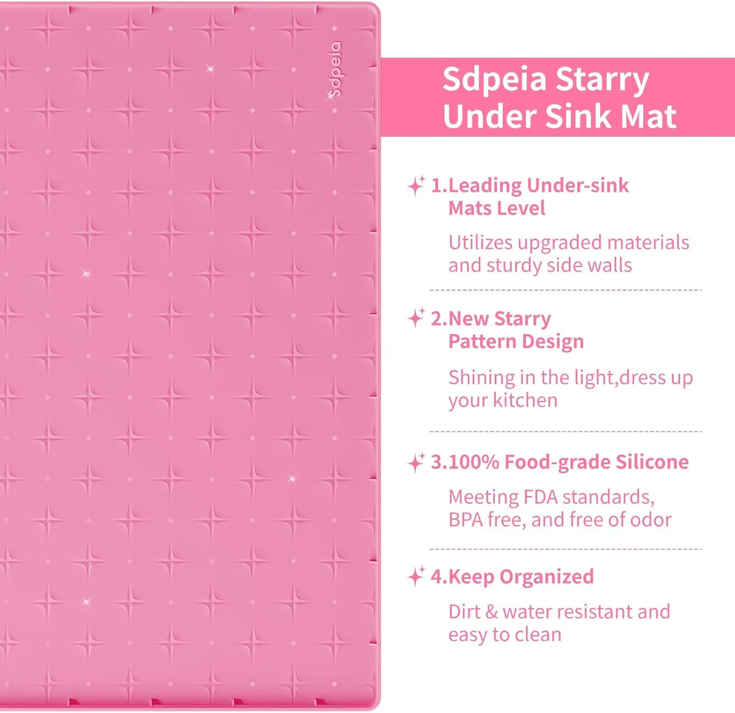 Sdpeia Under Sink Mat for [19" x 12"] Cabinet, Upgraded Silicone Waterproof Mat Kitchen Cabinet Liner Cabinet Protector Kitchen Organizers and Storage