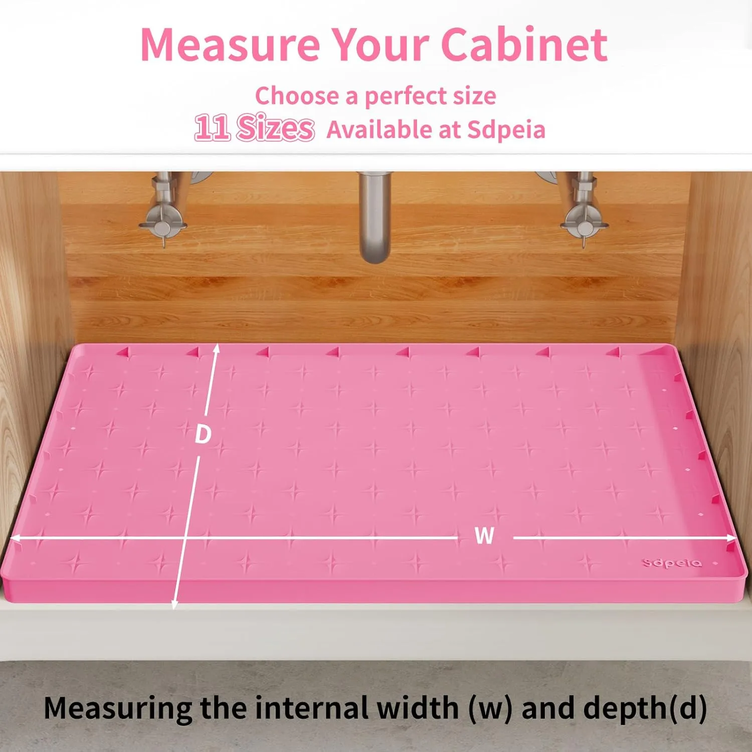 Sdpeia Under Sink Mat for [19" x 12"] Cabinet, Upgraded Silicone Waterproof Mat Kitchen Cabinet Liner Cabinet Protector Kitchen Organizers and Storage