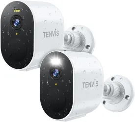 Security Camera Wireless, 2K 4MP HD Surveillance Camera for Home/Outdoor, 2.4G WiFi, 33ft Color Night Vision, IP65 Weatherproof, 2-Way Voice, Perfect for Yard & Driveway (2 Pack) White