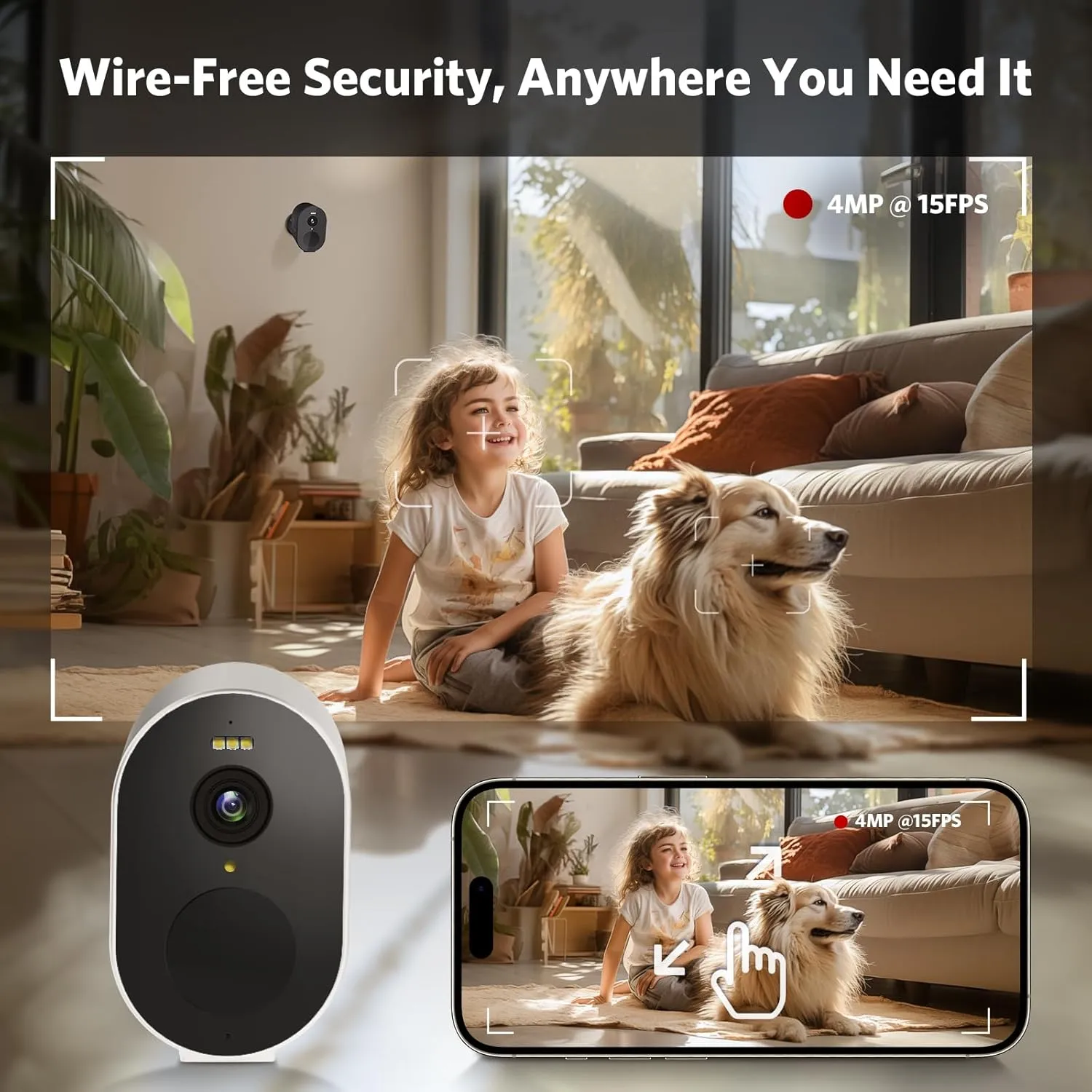 Security Camera Wireless, 2K 4MP HD Surveillance Camera for Home/Outdoor, 2.4G WiFi, 33ft Color Night Vision, IP65 Weatherproof, 2-Way Voice, Perfect for Yard & Driveway (2 Pack) White