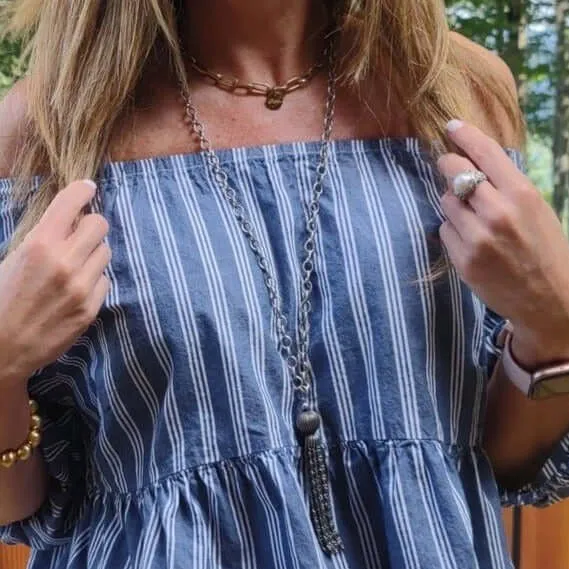 Silver Chain Tassel Necklace