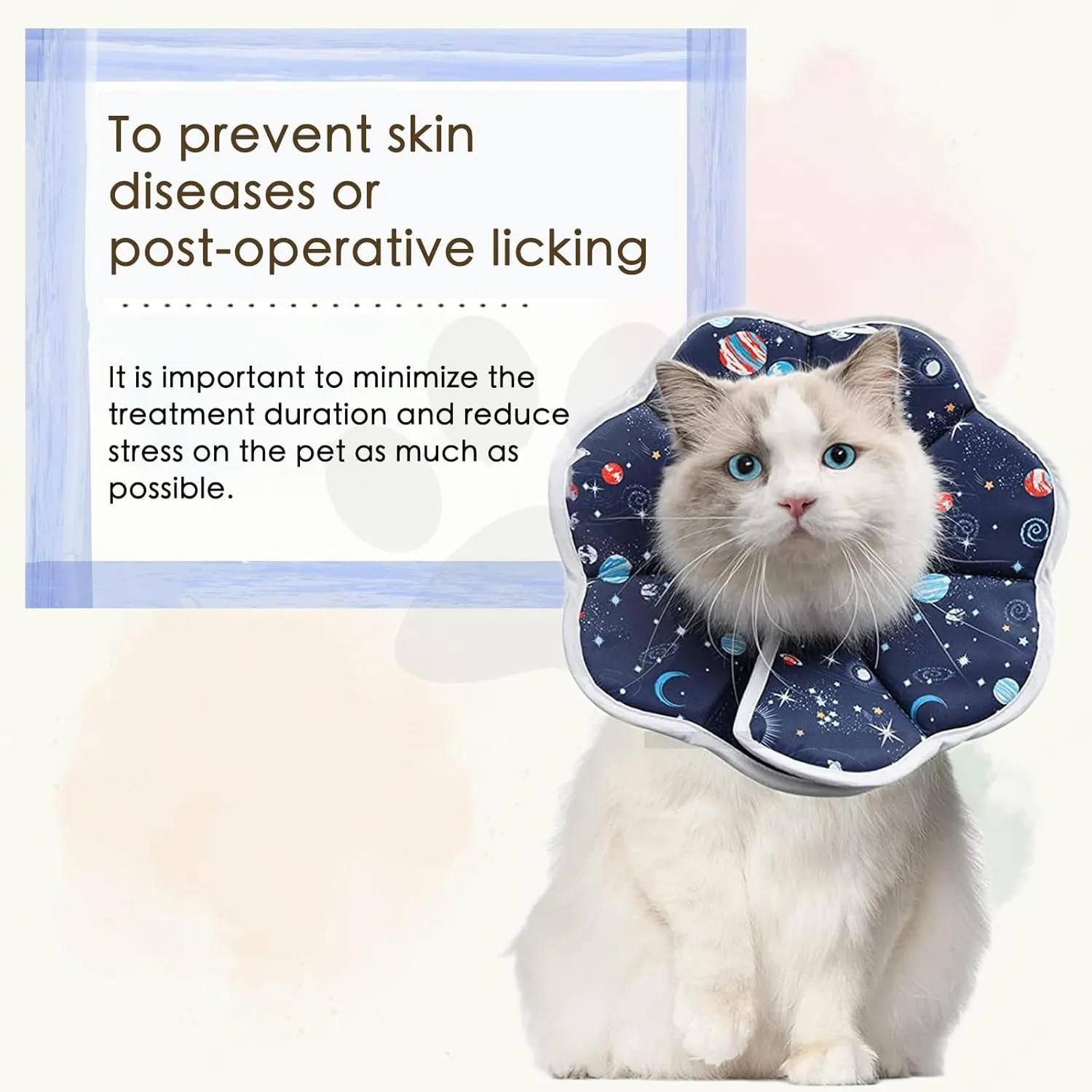 Soft Cat Recovery Collar,Adjustable Cat Cone,Protective Cone Collar After Surgery for Cats (Starry Sky, M)