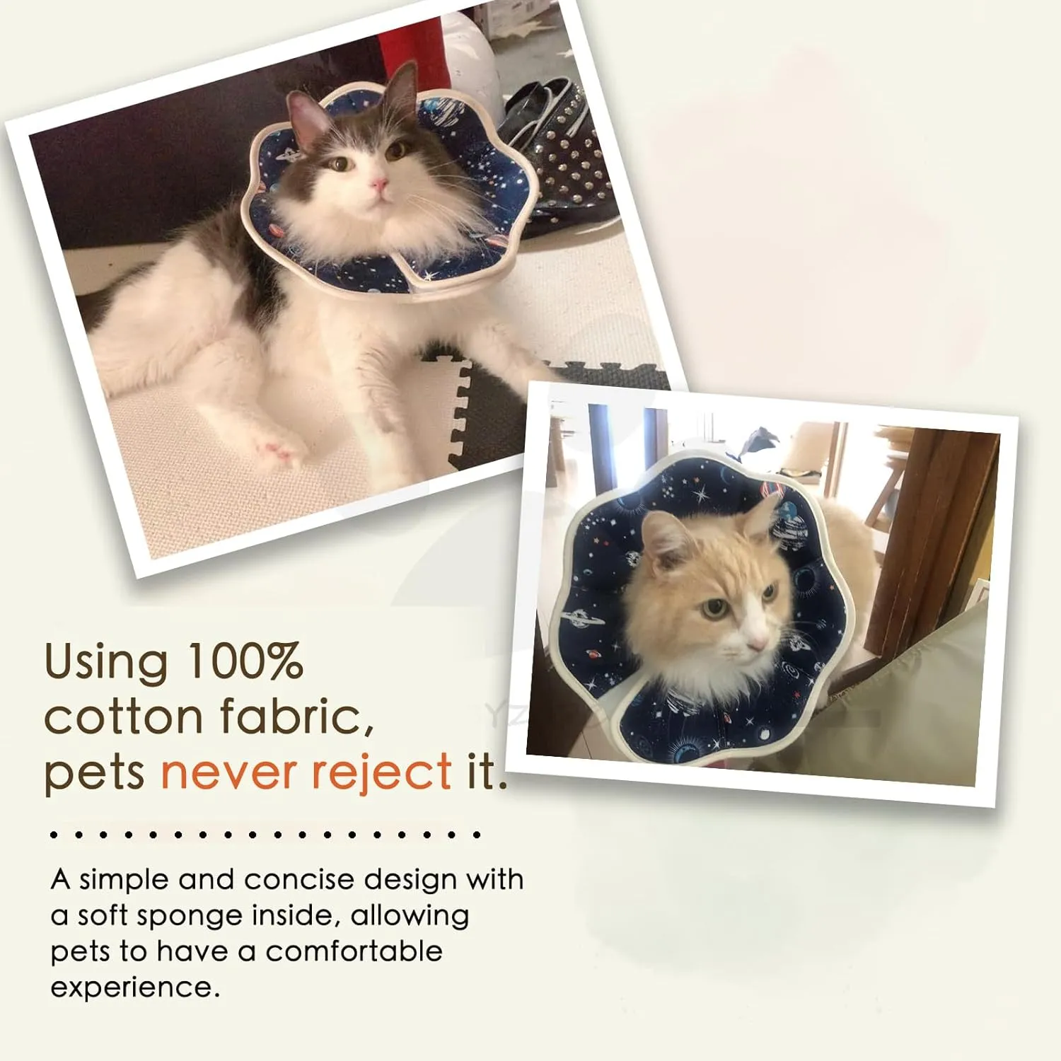 Soft Cat Recovery Collar,Adjustable Cat Cone,Protective Cone Collar After Surgery for Cats (Starry Sky, M)