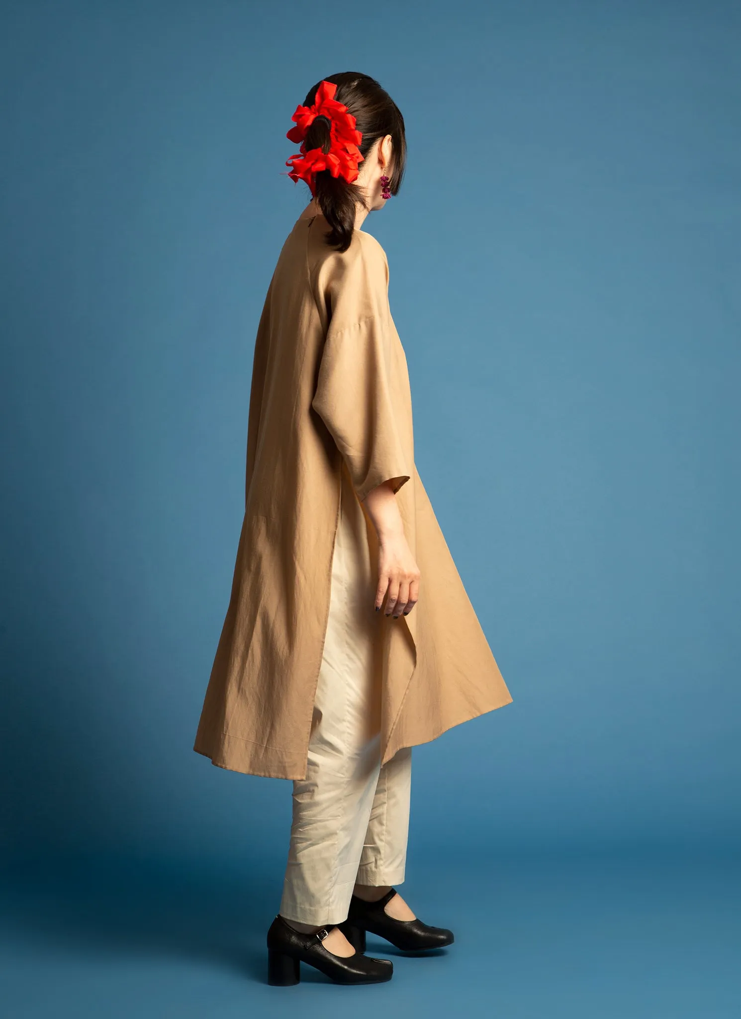 Spring Bud Unisex Dropped Shoulder Tunic in Golden Brown