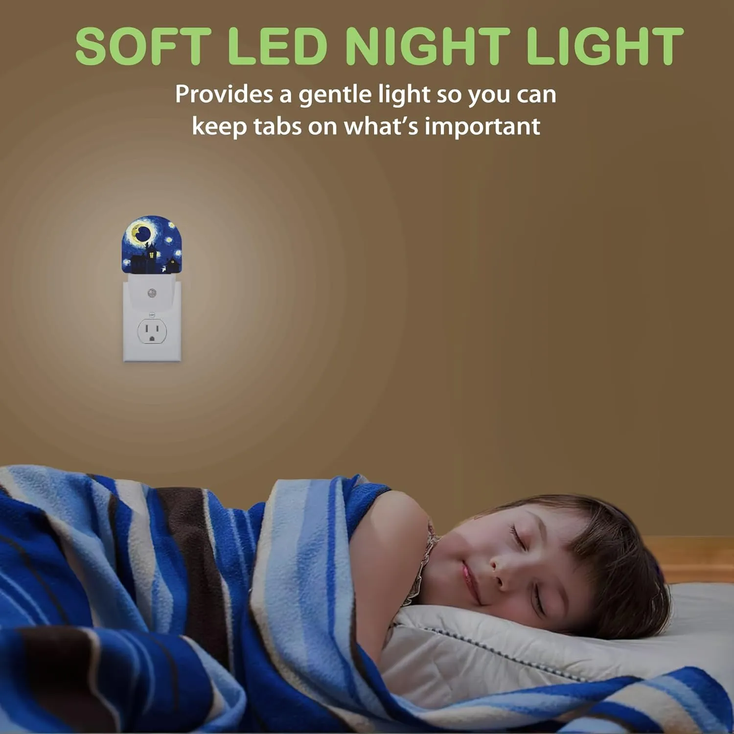 Starry Night Night Light,Plug-in Nightlights with Light Sensors for Boys Girls,Dusk to Dawn Sensor Wall Lamp for Stairway/Hallway/Kitchen