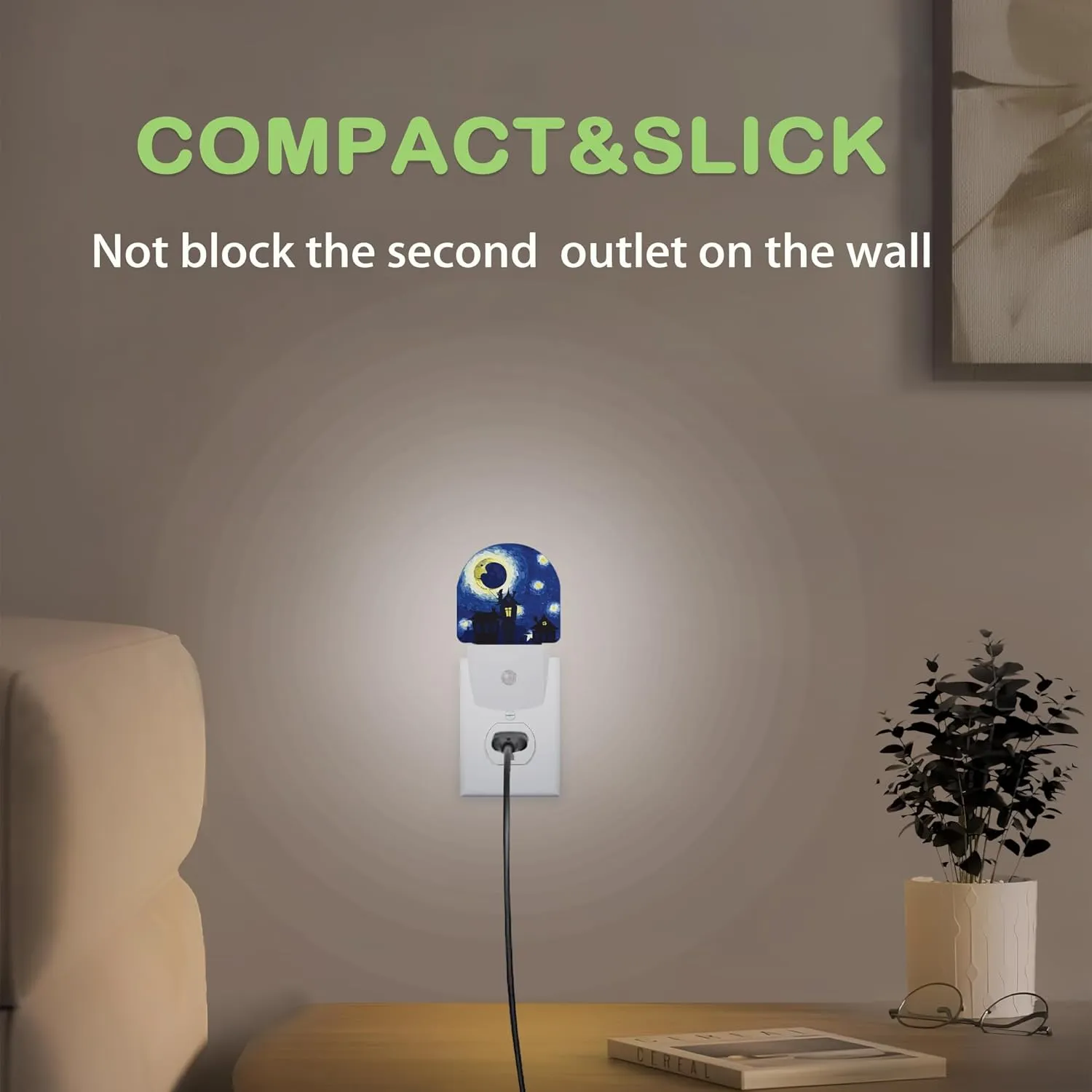 Starry Night Night Light,Plug-in Nightlights with Light Sensors for Boys Girls,Dusk to Dawn Sensor Wall Lamp for Stairway/Hallway/Kitchen