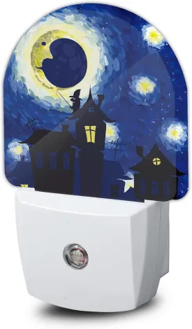Starry Night Night Light,Plug-in Nightlights with Light Sensors for Boys Girls,Dusk to Dawn Sensor Wall Lamp for Stairway/Hallway/Kitchen