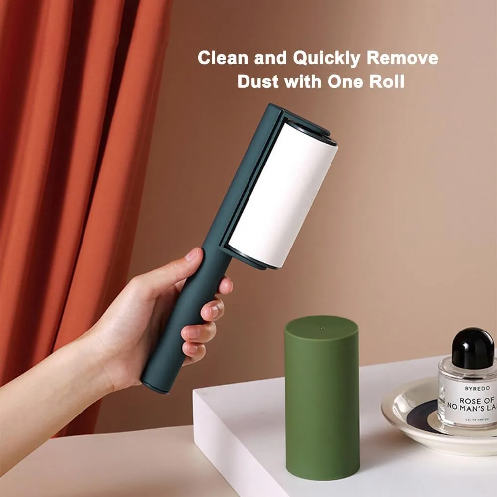 Sticky Lint & Pet Hair Remover Roller - 4 Adhesive Sheets Included (3 Refills) for Clothes, Furniture & Cars | Anti-Slip Handle, Dust-Proof Cover (Yellow)