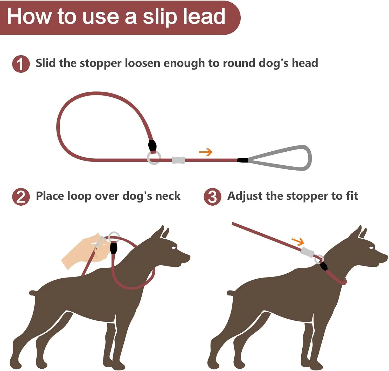 Strong Slip Rope Dog Training Leash (5ft) - Heavy Duty Durable Braided Nylon Lead with Rubber Stopper & Padded Handle - No Pull Walking for Medium Large Dogs (Hot Pink, 1/2" x 5ft)