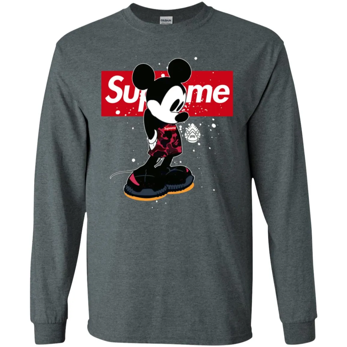 Supreme Mickey Babe Cute Love T-shirt Men Long Sleeve Shirt