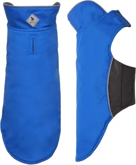 The Worthy Dog All-Weather Three-Season Apex Nylon Adjustable Dog Jacket, Reflective Wind and Water Resistant Coat With Harness Hole, Blue - 12''