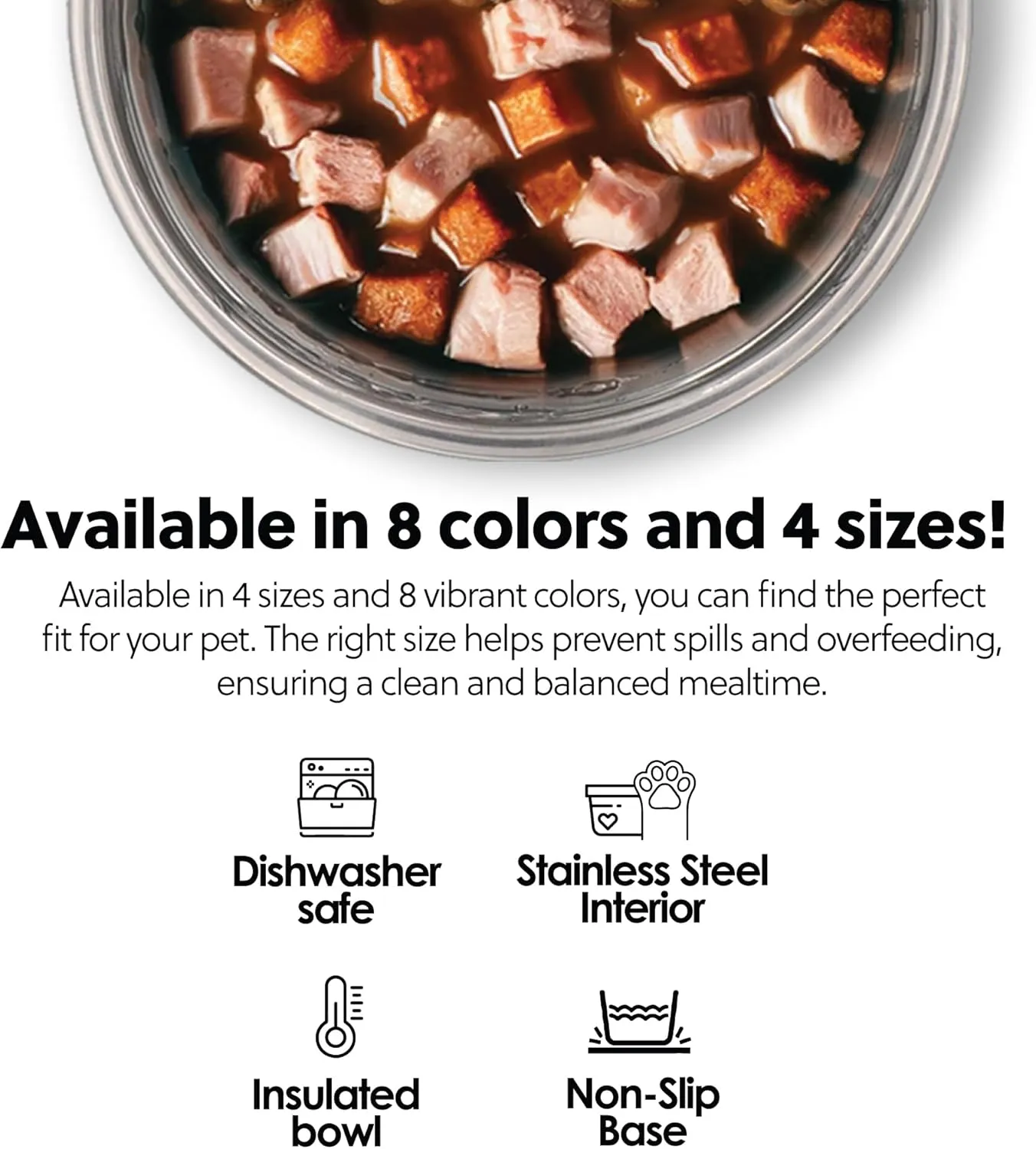 Thermocool Stainless Steel Dog Bowls, Non Slip, No Spill Insulated Dog Bowl, Keeps Food Warm & Water Cold for Dogs, Dishwasher Safe (Blue, Small 8 Oz)