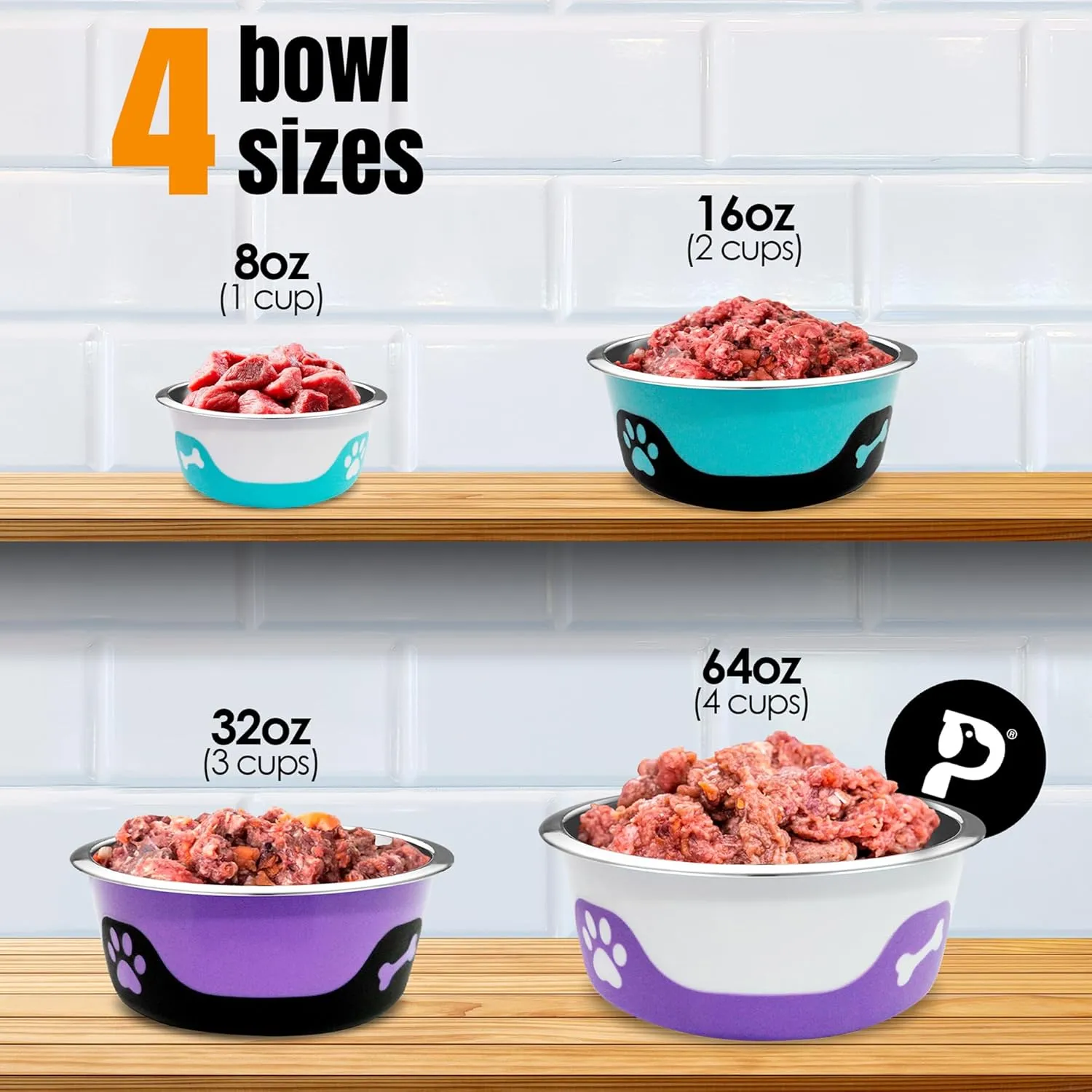 Thermocool Stainless Steel Dog Bowls, Non Slip, No Spill Insulated Dog Bowl, Keeps Food Warm & Water Cold for Dogs, Dishwasher Safe (Blue, Small 8 Oz)