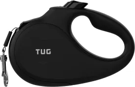 TUG Monochrome Tiny 360 Tangle-Free Retractable Dog Leash | Cat Leash | 10 ft Strong Nylon Tape (Tiny, Black)