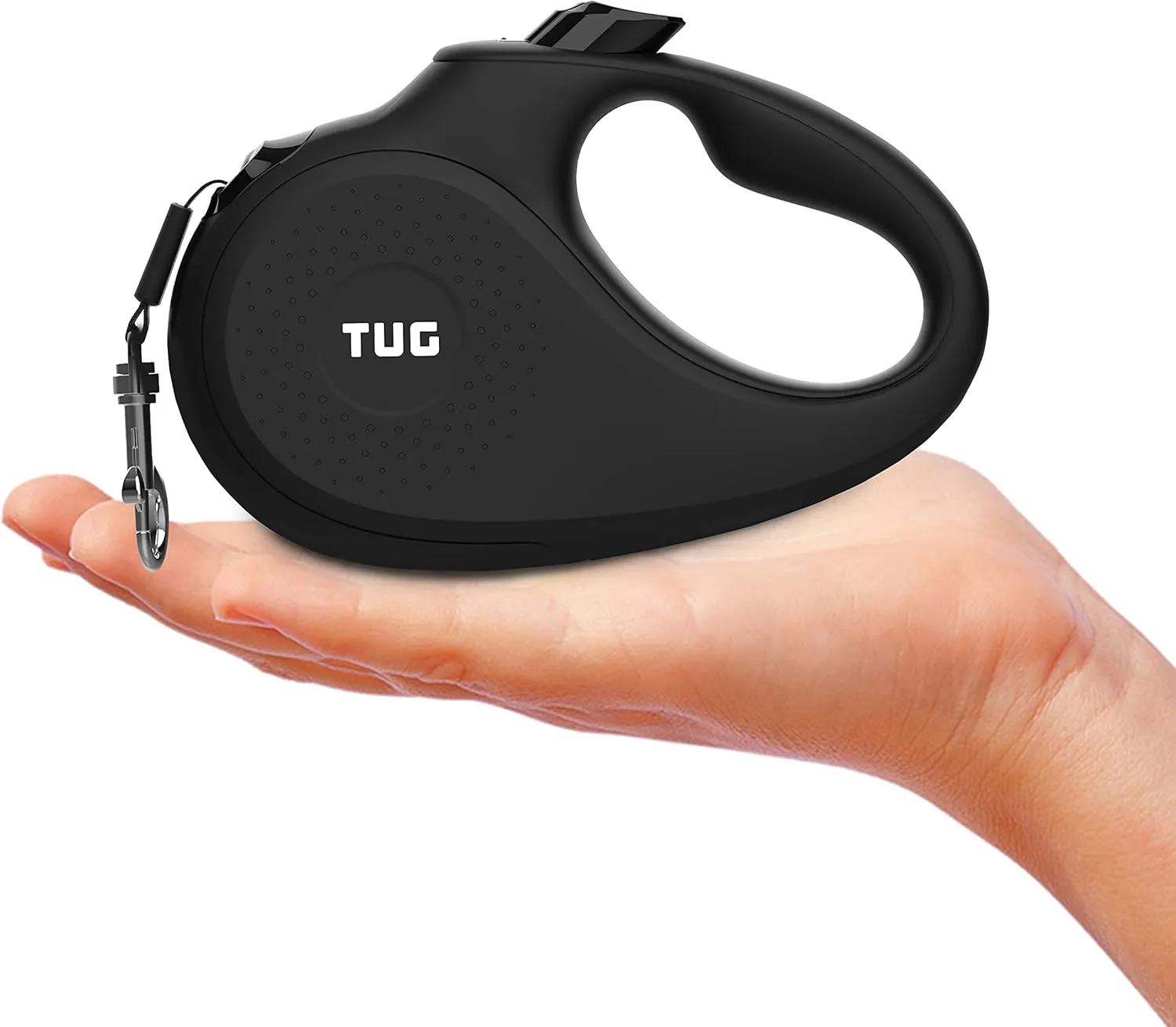 TUG Monochrome Tiny 360 Tangle-Free Retractable Dog Leash | Cat Leash | 10 ft Strong Nylon Tape (Tiny, Black)