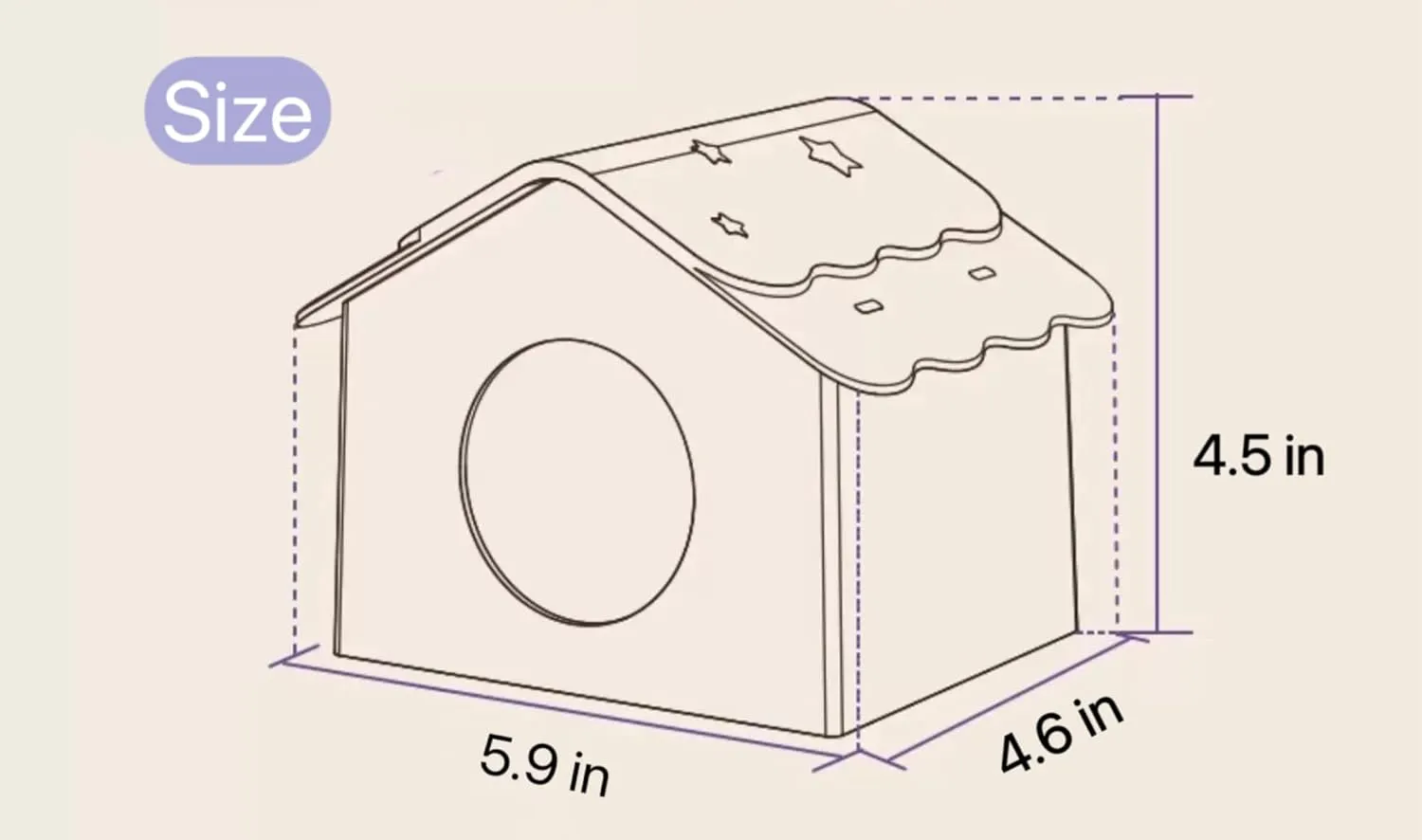 TUTU&LELE Hamster Hideout, Tiny House Habitat, Starry Sky Hideout Nest,Hamster Bed with Plush Cushion for Dwarf Hamsters, Mice, Gerbils, Hamsters to Play, Sleep and Rest (Purple)