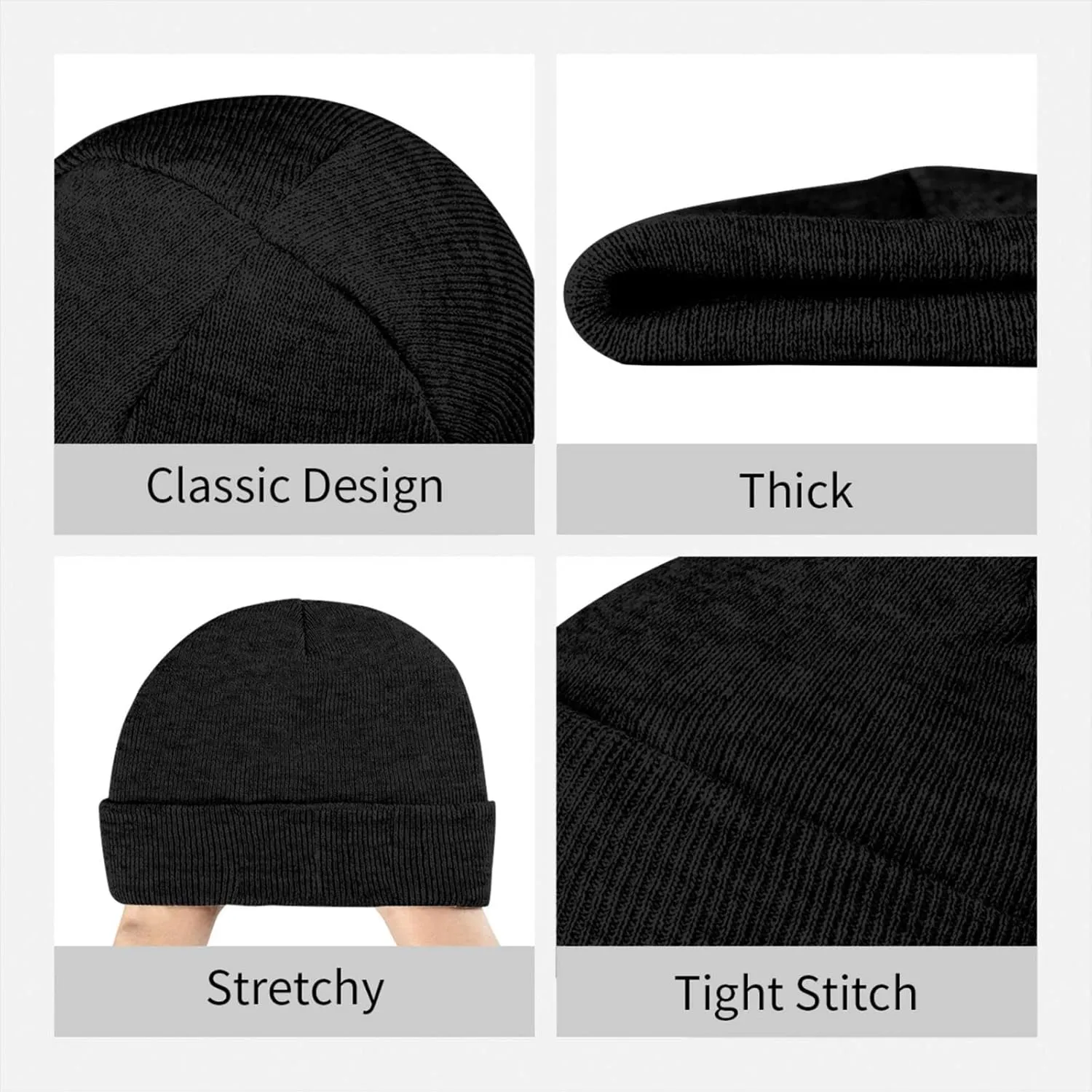 Unisex Beanie for Men and Women Cuffed Plain Knit Hat Winter Soft Warm Beanies Hats Cap