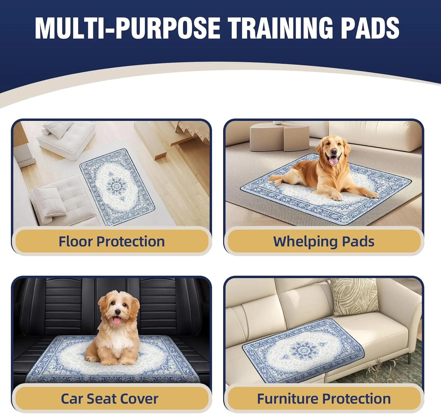 Washable Pee Pads for Dogs 32"x40" (2 Pcs), Reusable Dog Pads Extra Large, Super Absorbent Puppy Pads XL, Waterproof & Leak-Proof Dog Pee Pads, Non-Slip Training Pads for Pet Housebreaking