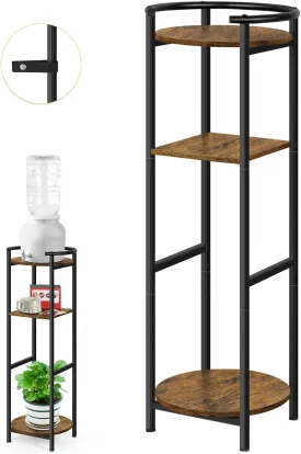 Water Dispenser Floor Stand Drink Dispenser Stand with Shelves 3 Tier Ceramic Crocks Water Dispenser Storage Water Jug Stand Plant Rack Holder for 1-5 Gallon Water Bottle Dispenser Water Crocks, Brown