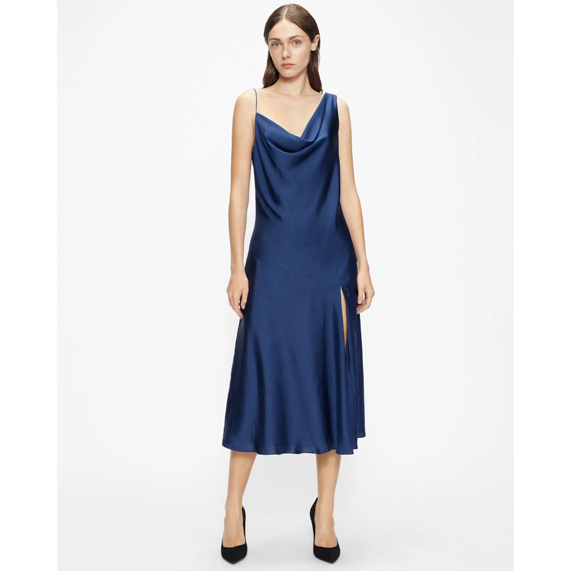 Women Wmd-Kaaira-Asymmetric Cowl Slip Dress - Dk-Navy