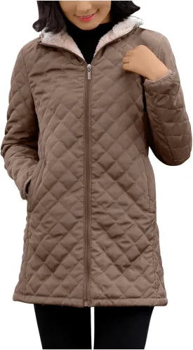 Women's Warm Winter Puffer Coat Thicken Fleece Lined Down Jacket Faux Fur Sherpa Hood Parka Full Zip Up Winter Jackets