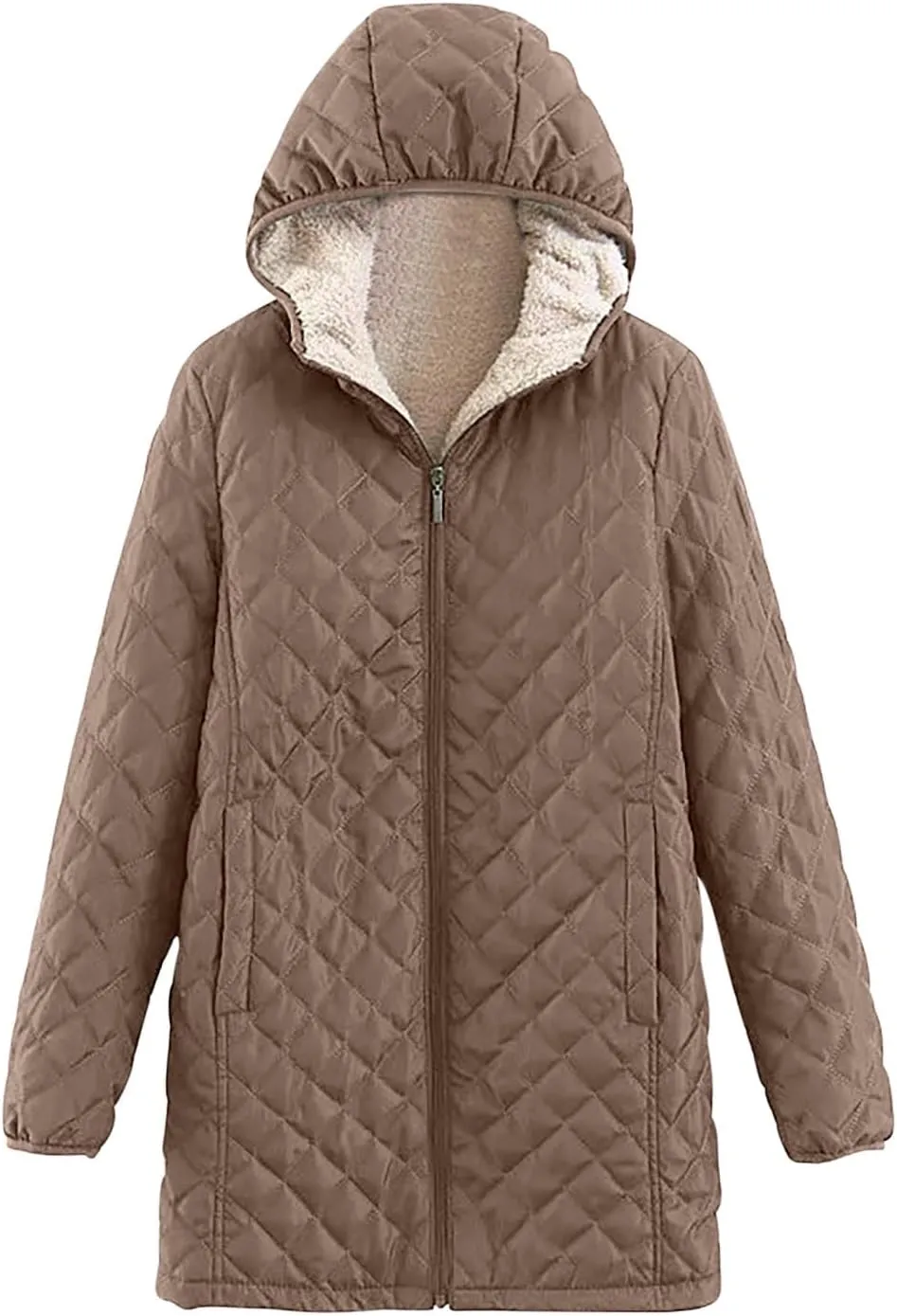 Women's Warm Winter Puffer Coat Thicken Fleece Lined Down Jacket Faux Fur Sherpa Hood Parka Full Zip Up Winter Jackets