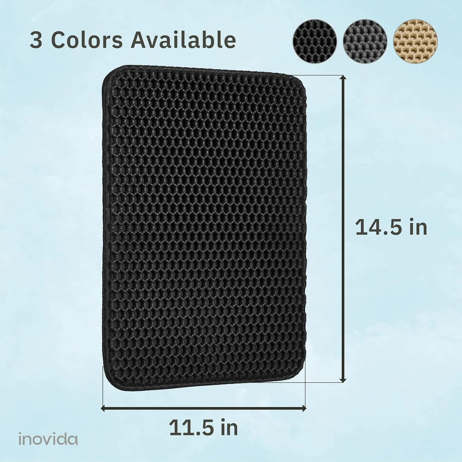 XS Cat Litter Mat Black 14.5"x11.5" - Washable Kitty Litter Catcher for Small Spaces  Non-Slip, Waterproof Cat Litter Trapping Mat  Compact Litter Box Rug for Tiny Rooms  Inovida Pet Litter Mat
