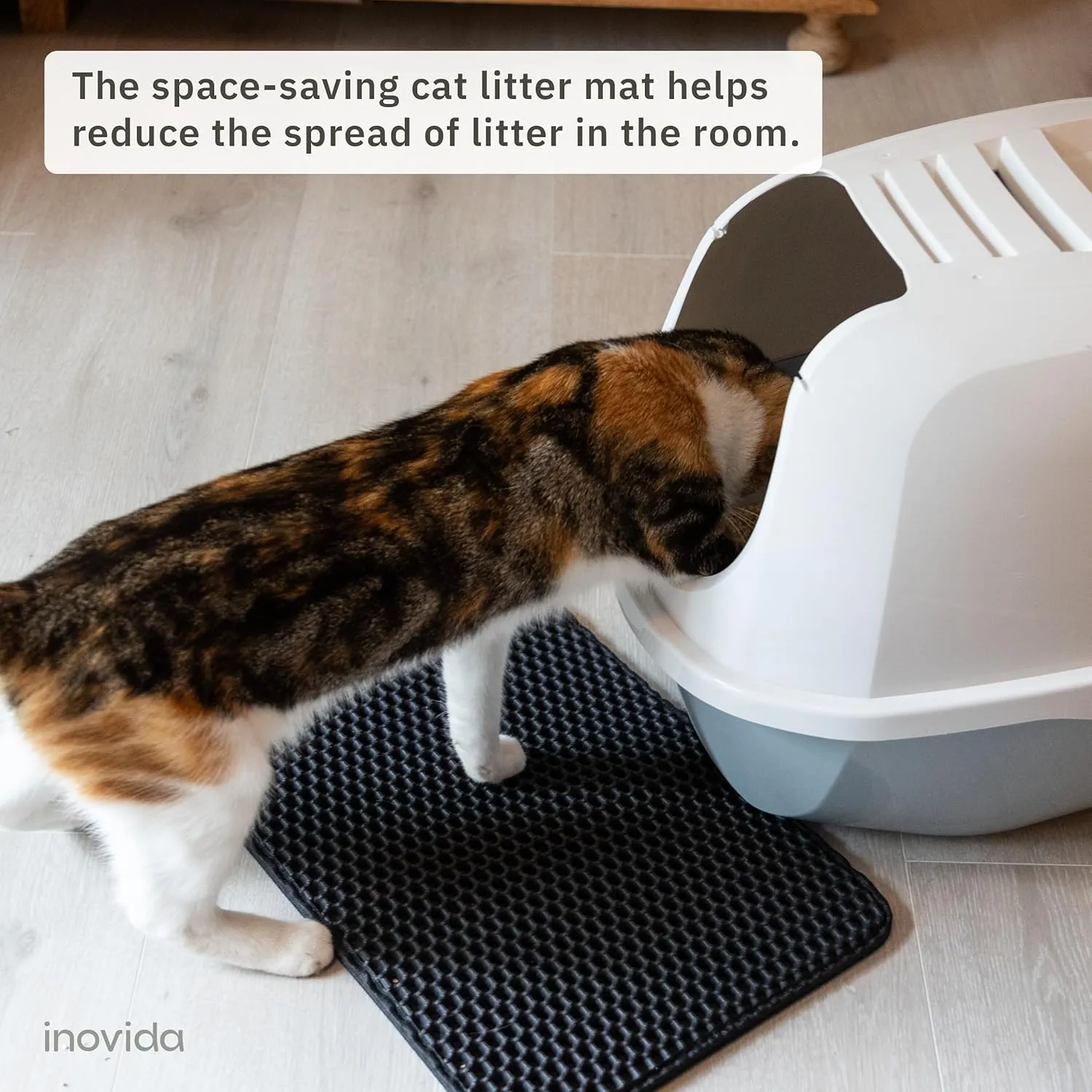 XS Cat Litter Mat Black 14.5"x11.5" - Washable Kitty Litter Catcher for Small Spaces  Non-Slip, Waterproof Cat Litter Trapping Mat  Compact Litter Box Rug for Tiny Rooms  Inovida Pet Litter Mat
